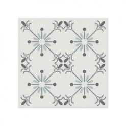 STC Stickers Muraux 6 Stickers à Carreaux De Ciment Blanc Gris Et Bleu 15x15cm