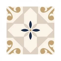 STC Stickers Muraux 6 Stickers Carreaux De Ciment Beige Et Or 15x15cm