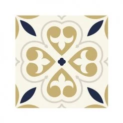 STC Stickers Muraux 6 Stickers Carreaux De Ciment Beige Or Et Bleu 15x15cm