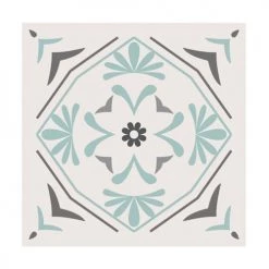 STC Stickers Muraux 6 Stickers Carreaux De Ciment Gris Et Vert 15x15cm