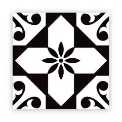 STC Stickers Muraux 6 Stickers Carreaux De Ciment Noir Et Blanc 15x15cm