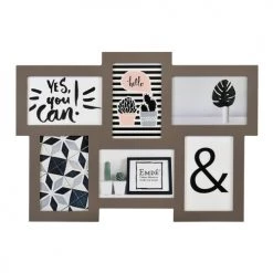 EMDE Pêle-mêle Photos Cadre Multivues Plat 6 Photos En Bois Taupe