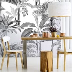 Art For The Home Papiers Peints Fresque Panoramique Palmiers Milou Gris Blanc 300x280cm -Papiers peints Soldes fresque panoramique palmiers milou gris blanc 300x280cm 2