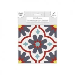 Toilinux Stickers Muraux Lot De 6 Stickers à Carreaux De Ciment 15 X 15 Cm -Papiers peints Soldes lot de 6 stickers a carreaux de ciment 15 x 15 cm 2