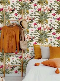 Hexoa Papiers Peints Papier Peint Bananier Et Orchidées 53x1000cm