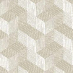 Hexoa Papiers Peints Papier Peint Cubique 3D Beige 53x1000cm -Papiers peints Soldes papier peint cubique 3d beige 53x1000cm 2