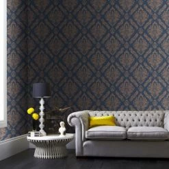 Boutique Papiers Peints Papier Peint Damaris Bleu 1005x52cm