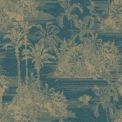 Hexoa Papiers Peints Papier Peint Exotique Toile De Jouy Bleue 53x1000cm -Papiers peints Soldes papier peint exotique toile de jouy bleue 53x1000cm 1