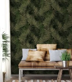 Hexoa Papiers Peints Papier Peint Exotique Vert D'or 53x1000cm