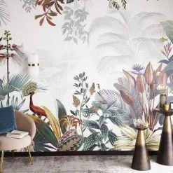 Maisons Du Monde Papiers Peints Papier Peint Fleurs Et Feuilles Colorées 300x350