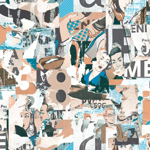 Hexoa Papiers Peints Papier Peint Graphique Collage Pop Art 53x1000cm 4 Hexoa Papiers Peints Papier Peint Graphique Collage Pop Art 53x1000cm – Image 2