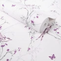 Superfresco Easy Papiers Peints Papier Peint Intissé Chant Du Rossignol Violet 1005x52cm -Papiers peints Soldes papier peint intisse chant du rossignol violet 1005x52cm 4