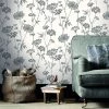 Superfresco Easy Papiers Peints Papier Peint Intissé Fleuri Gravure Noir écru 1000x53cm -Papiers peints Soldes papier peint intisse fleuri gravure noir ecru 1000x53cm