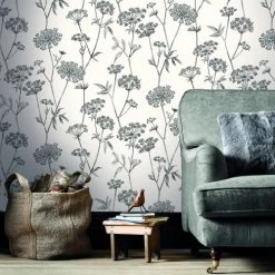 Superfresco Easy Papiers Peints Papier Peint Intissé Fleuri Gravure Noir écru 1000x53cm