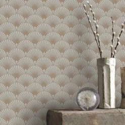 Superfresco Easy Papiers Peints Papier Peint Intissé Gatsby Art Déco écailles Beige Or 1005x52cm