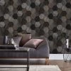Superfresco Easy Papiers Peints Papier Peint Intissé Hexagone En Bois Gris 1005x52cm