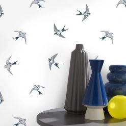 Superfresco Easy Papiers Peints Papier Peint Intissé Hirondelles Bleu 1005x52cm