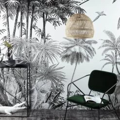 Maisons Du Monde Papiers Peints Papier Peint Intissé Imprimé Jungle Noir Et Blanc 300x350