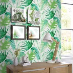 Superfresco Easy Papiers Peints Papier Peint Intissé Jungle Fever Grainé Blanc Vert 1005x52cm