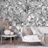 Hexoa Papiers Peints Papier Peint Jungle Bananier Noir Et Blanc 53x840cm