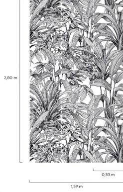 Hexoa Papiers Peints Papier Peint Jungle Bananier Noir Et Blanc 53x840cm -Papiers peints Soldes papier peint jungle bananier noir et blanc 53x840cm 2