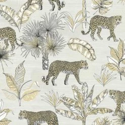 Hexoa Papiers Peints Papier Peint Jungle Et Léopards 53x1000cm -Papiers peints Soldes papier peint jungle et leopards 53x1000cm 2