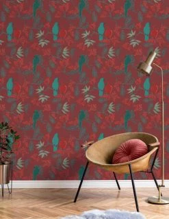 Hexoa Papiers Peints Papier Peint Jungle Et Perroquets 53x1000cm