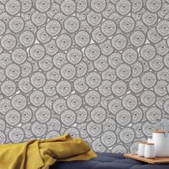 Atelier Mouti Papiers Peints  Papier Peint Noir Et Blanc Imprimé Fruit -Papiers peints Soldes papier peint noir et blanc imprime fruit 1