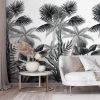 Hexoa Papiers Peints Papier Peint Palmae Noir Et Blanc 53x840cm -Papiers peints Soldes papier peint palmae noir et blanc 53x840cm