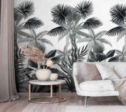 Hexoa Papiers Peints Papier Peint Palmae Noir Et Blanc 53x840cm