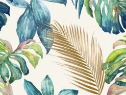 Hexoa Papiers Peints Papier Peint Palme D'or Et Feuilles Exotiques 53x840cm -Papiers peints Soldes papier peint palme d or et feuilles exotiques 53x840cm 1