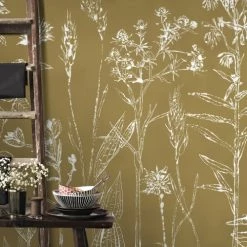 Art For The Home Papiers Peints Papier Peint Panoramique Fleurs Des Champs Kaki 280x300cm -Papiers peints Soldes papier peint panoramique fleurs des champs kaki 280x300cm 2