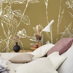 Art For The Home Papiers Peints Papier Peint Panoramique Fleurs Des Champs Kaki 280x300cm