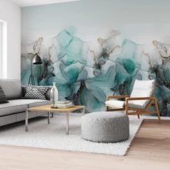 99Déco Papiers Peints Papier Peint Panoramique Graphique Turquoise 336x270cm