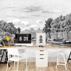 Ciment Factory Papiers Peints Papier Peint Panoramique Gravure La Seine 270x390cm -Papiers peints Soldes papier peint panoramique gravure la seine 270x390cm 3