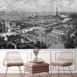 Ciment Factory Papiers Peints Papier Peint Panoramique Gravure Paris 1900 390x270cm -Papiers peints Soldes papier peint panoramique gravure paris 1900 390x270cm 3