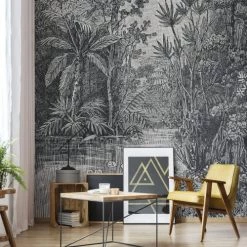 Art For The Home Papiers Peints Papier Peint Panoramique Intissé Jungle Gris 200x280cm