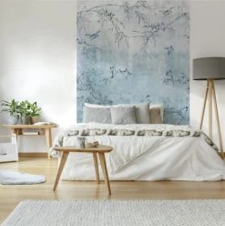 Art For The Home Papiers Peints Papier Peint Panoramique Intissé Oiseaux Japonais Bleu 186x280cm