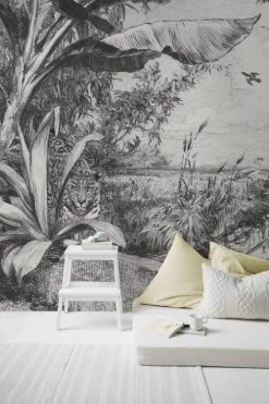 Art For The Home Papiers Peints Papier Peint Panoramique Jungle Sauvage Noir Blanc 280x250cm