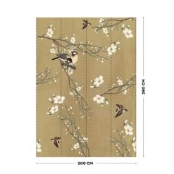 Art For The Home Papiers Peints Papier Peint Panoramique Printemps Japonais Beige Jaune 280x200cm -Papiers peints Soldes papier peint panoramique printemps japonais beige jaune 280x200cm 2