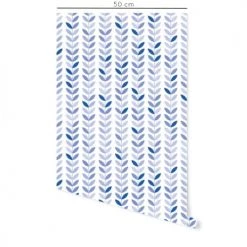 Decochic Papiers Peints Papier Peint Vinyle Adhésif Feuilles Vintage Bleu 50x300 Cm -Papiers peints Soldes papier peint vinyle adhesif feuilles vintage bleu 50x300 cm 1