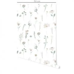 Decochic Papiers Peints Papier Peint Vinyle Adhésif Fleurs Sauvages Verts 50x300 Cm -Papiers peints Soldes papier peint vinyle adhesif fleurs sauvages verts 50x300 cm 1