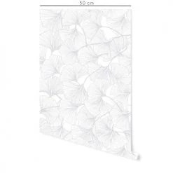 Decochic Papiers Peints Papier Peint Vinyle Adhésif Gingko Gris 50x300 Cm -Papiers peints Soldes papier peint vinyle adhesif gingko gris 50x300 cm 1