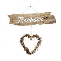 Toilinux Stickers Muraux Sticker Cœur Bonheur 70 X 20 Cm Blanc Et Marron